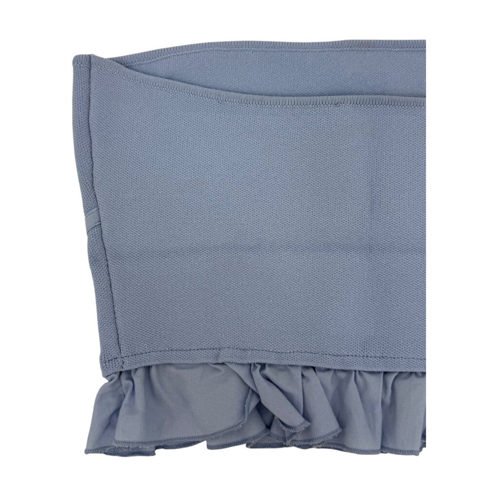Zara Light Blue Ruffle Corset Bandeau Crop Top | Coastal Cowgirl Balletcore Boho - Picture 9 of 16